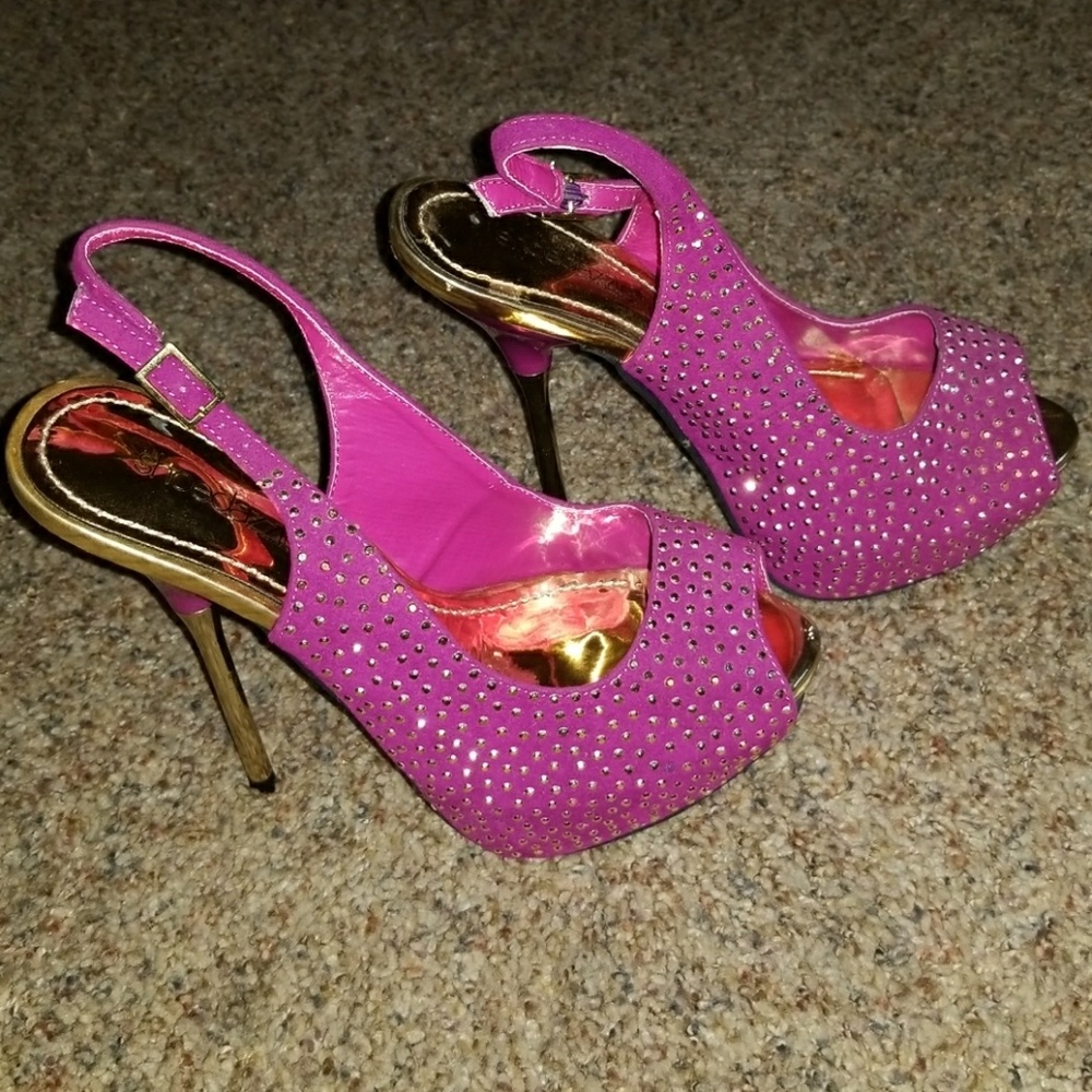 Purple and gold 5in heels